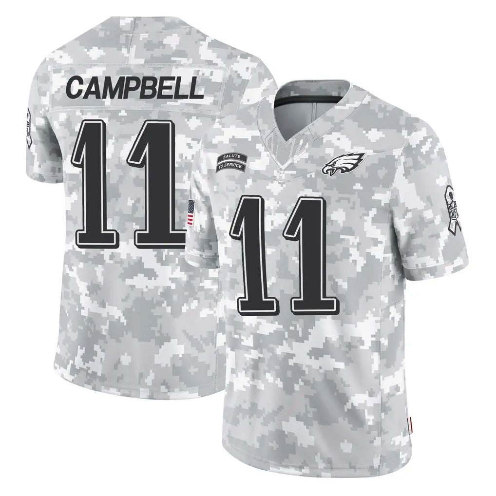 P.Eagles #11 Jihaad Campbell Player Arctic Camo Salute to Service Limited Game Ndoa Stitched Jerseys