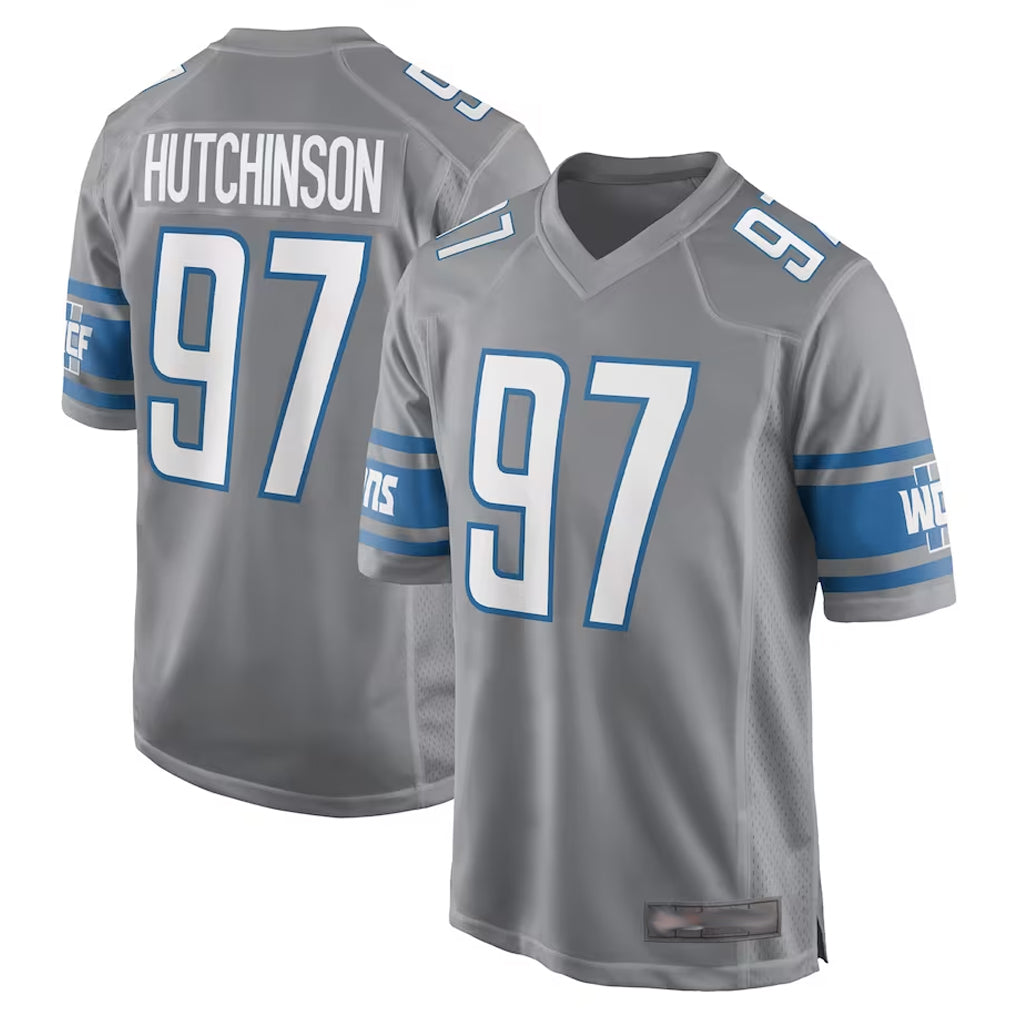 D.Lions #97 Aidan Hutchinson Player Gray Home Game Ndoa Stitched Jerseys