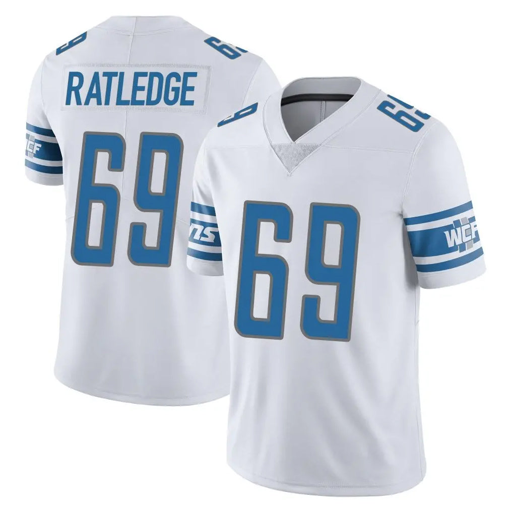 D.Lions #69 Tate Ratledge Player White Limited Vapor Untouchable Home Game Ndoa Stitched Jerseys