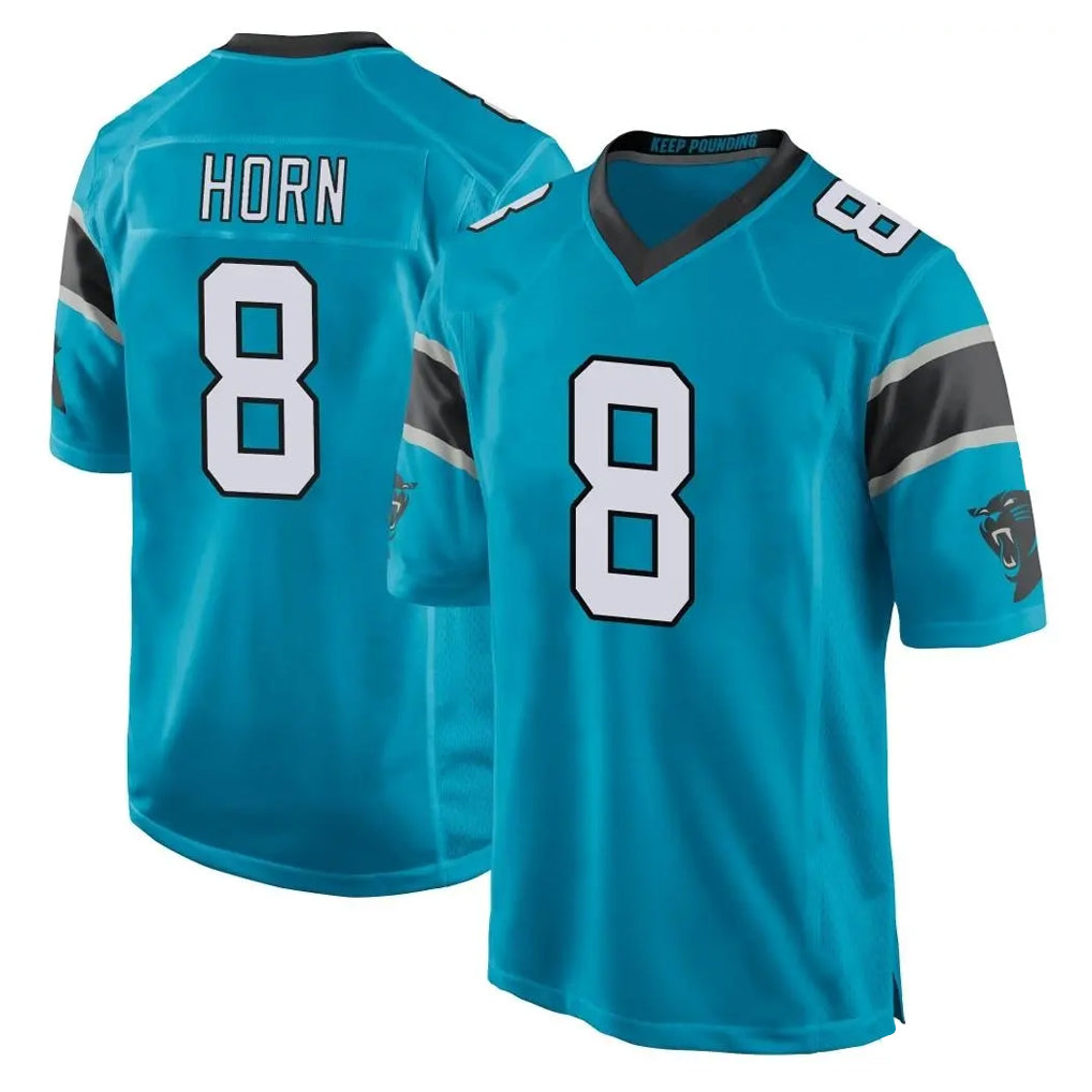 C.Panthers #8 Jaycee Horn Player Blue Game Ndoa Stitched Jerseys