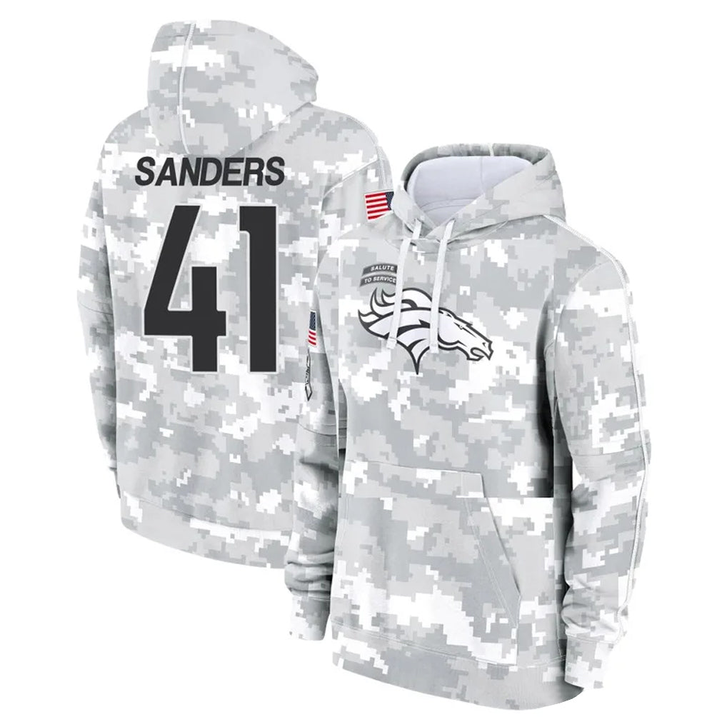 D.Broncos #41 Drew Sanders Player Arctic Camo Salute to Service Hoodies Limited Game Ndoa Stitched Jerseys