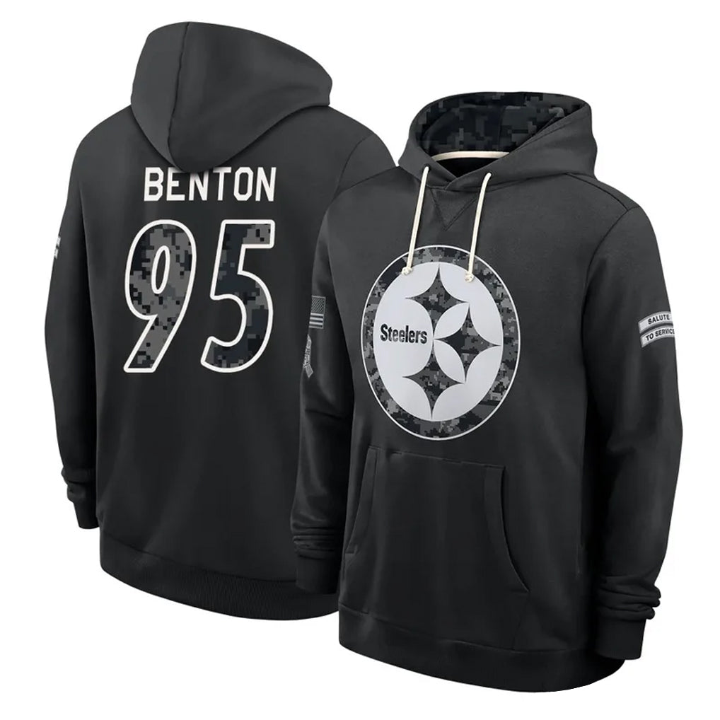 P.Steelers #95 Keeanu Benton Player 2026 Black Logo Pullover Hoodies Limited Game Ndoa Stitched Jerseys