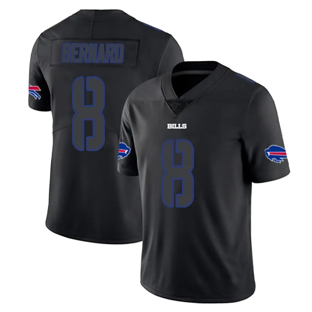 B.Bills #8 Terrel Bernard Player Black Impact Limited Home Game Ndoa Stitched Jerseys