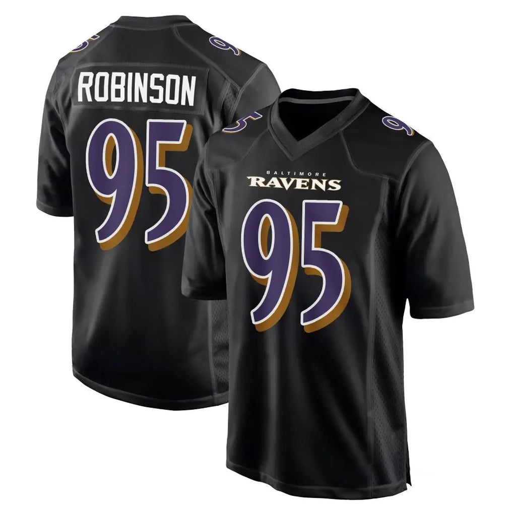 B.Ravens #95 Tavius Robinson Player Black Carbon Fashion Home Game Ndoa Stitched Jerseys