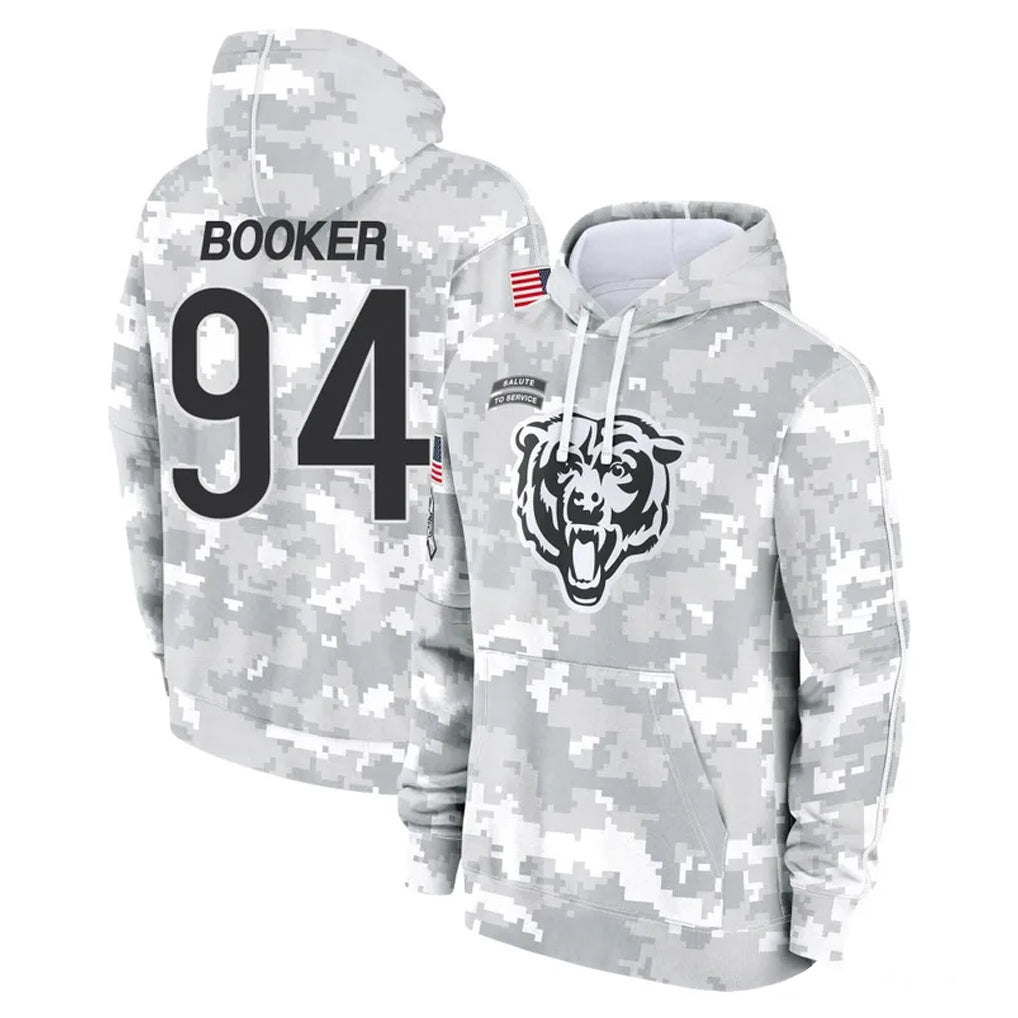 C.Bears #94 Austin Booker Player Arctic Camo Salute to Service Pullover Hoodies Limited Ndoa Stitched Jerseys
