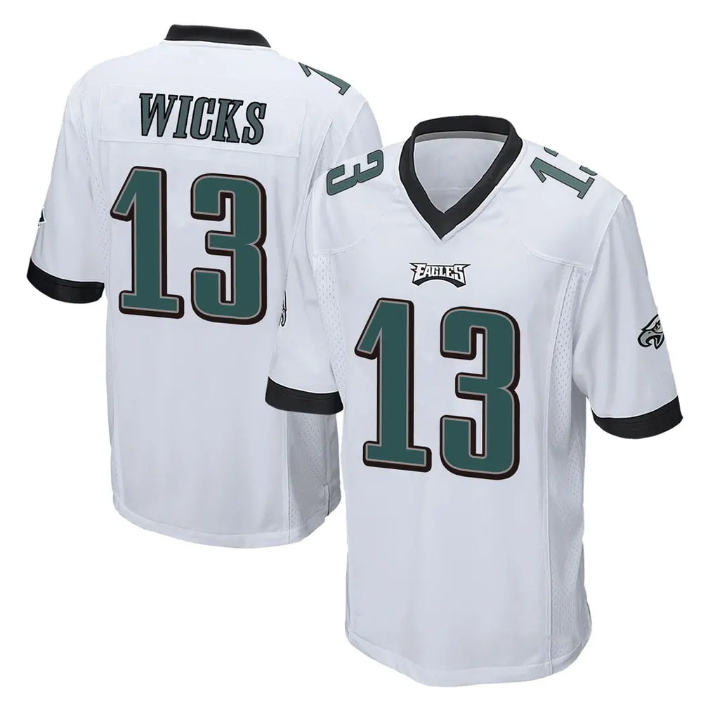 P.Eagles #13 Dontayvion Wicks Player White Home Game Ndoa Stitched Jerseys