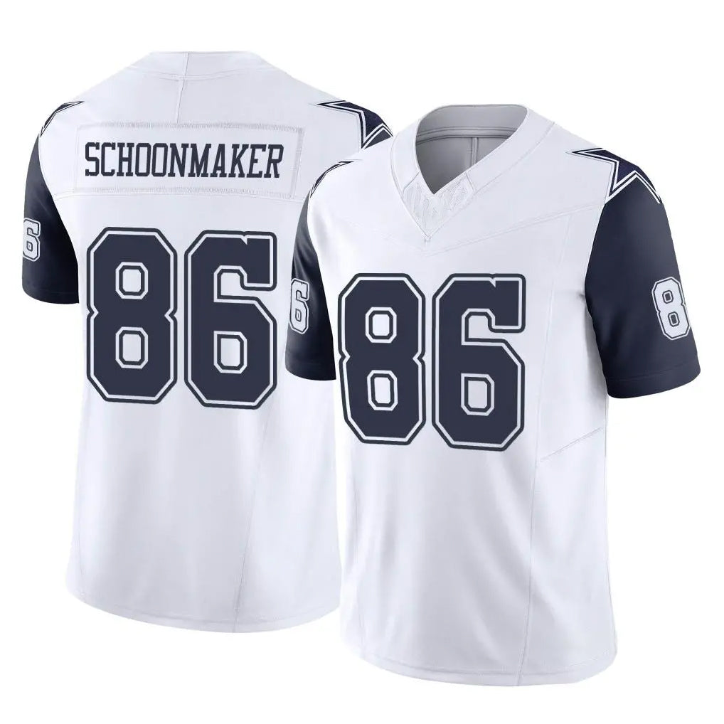 D.Cowboys #86 Luke Schoonmaker Player White-Navy Limited Vapor F.U.S.E. Home Game Ndoa Stitched Jerseys