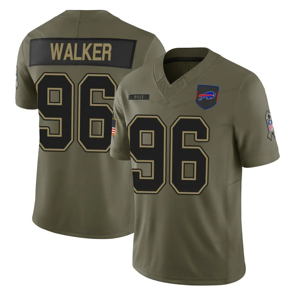 B.Bills #96 Deone Walker Player Olive Salute To Service Limited Game Ndoa Stitched Jerseys
