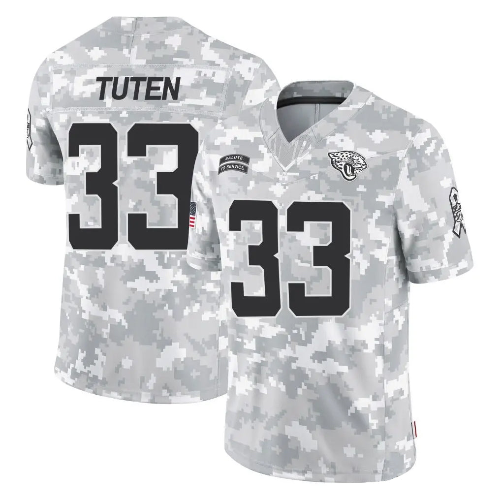 J.Jaguars #33 Bhayshul Tuten Player Arctic Camo Salute To Service Limited Game Ndoa Stitched Jerseys
