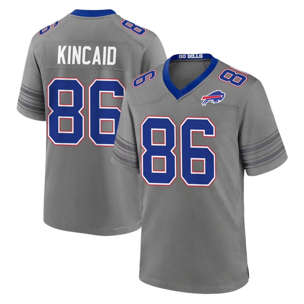 B.Bills #86 Dalton Kincaid Player Gray Nickel City Home Game Stitched Jerseys