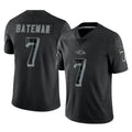 B.Ravens #7 Rashod Bateman Player Black REFLECTIVE Limited Ndoa Stitched Jerseys