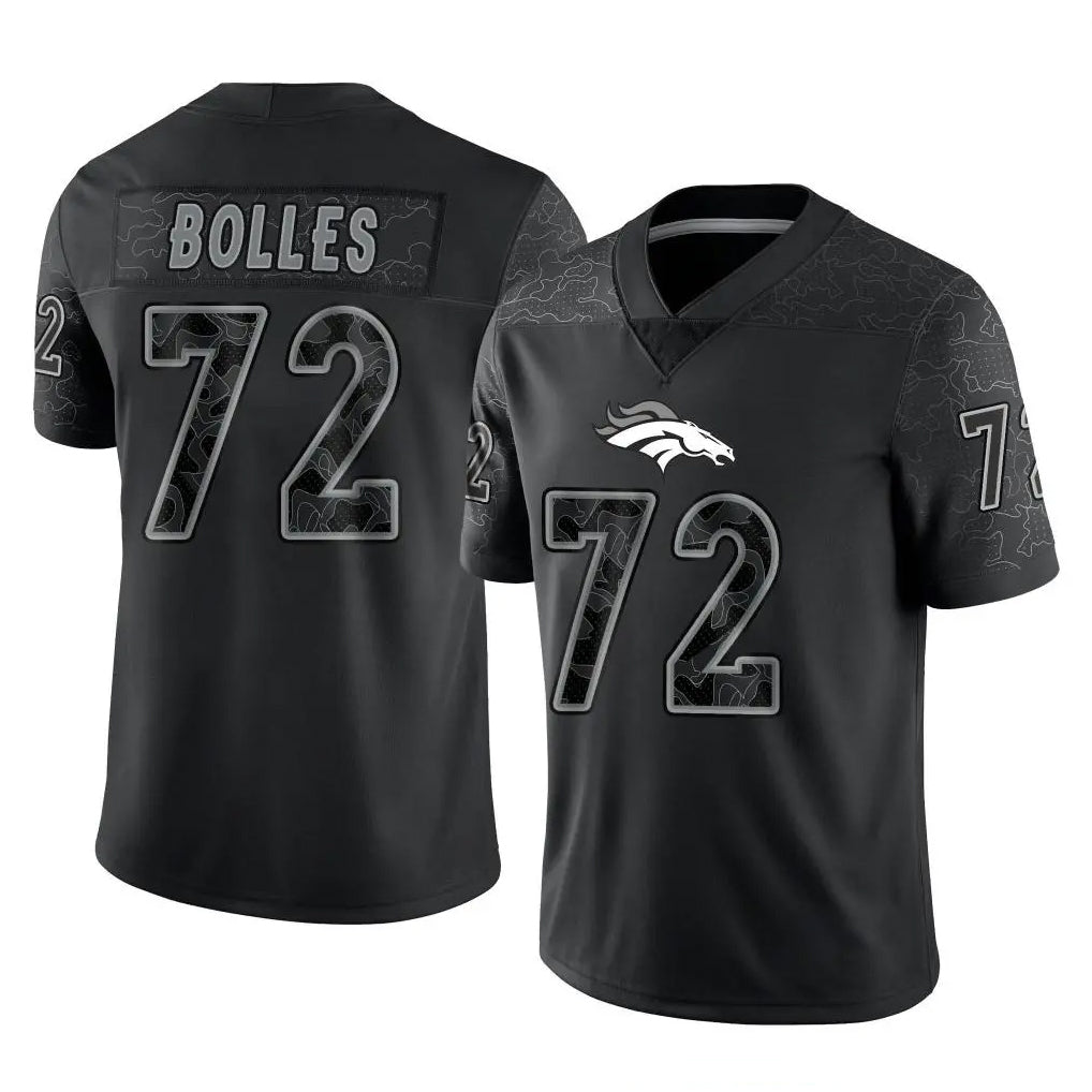 D.Broncos #72 Garett Bolles Player Black Reflective Limited Ndoa Stitched Jerseys