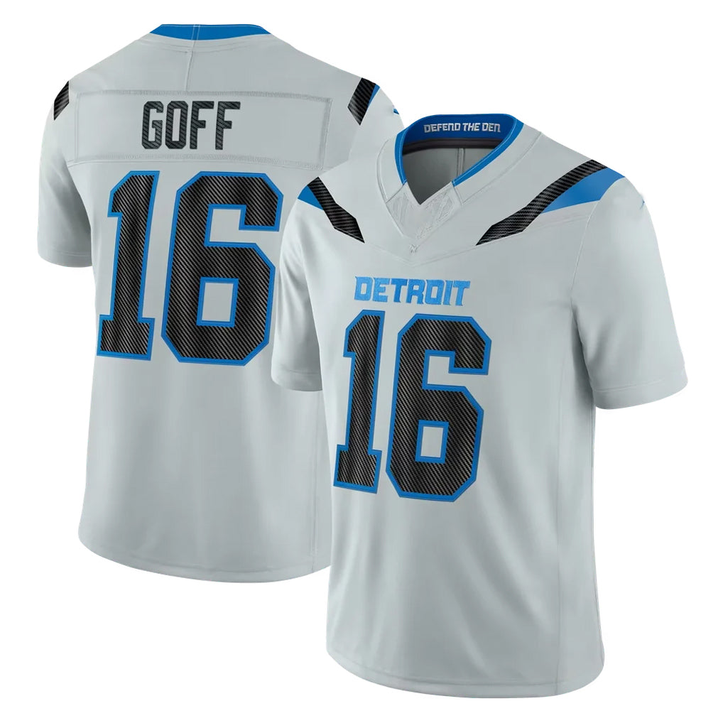 D.Lions #16 Jared Goff Player Silver Limited 2026 Rivalries Collection Home Game Ndoa Stitched Jerseys