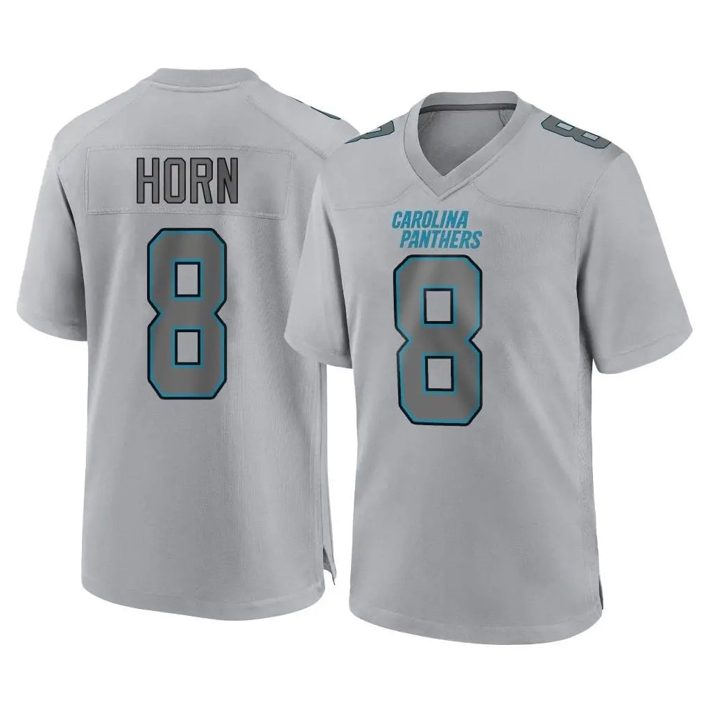 C.Panthers #8 Jaycee Horn Player Gray Atmosphere Fashion Game Ndoa Stitched Jerseys
