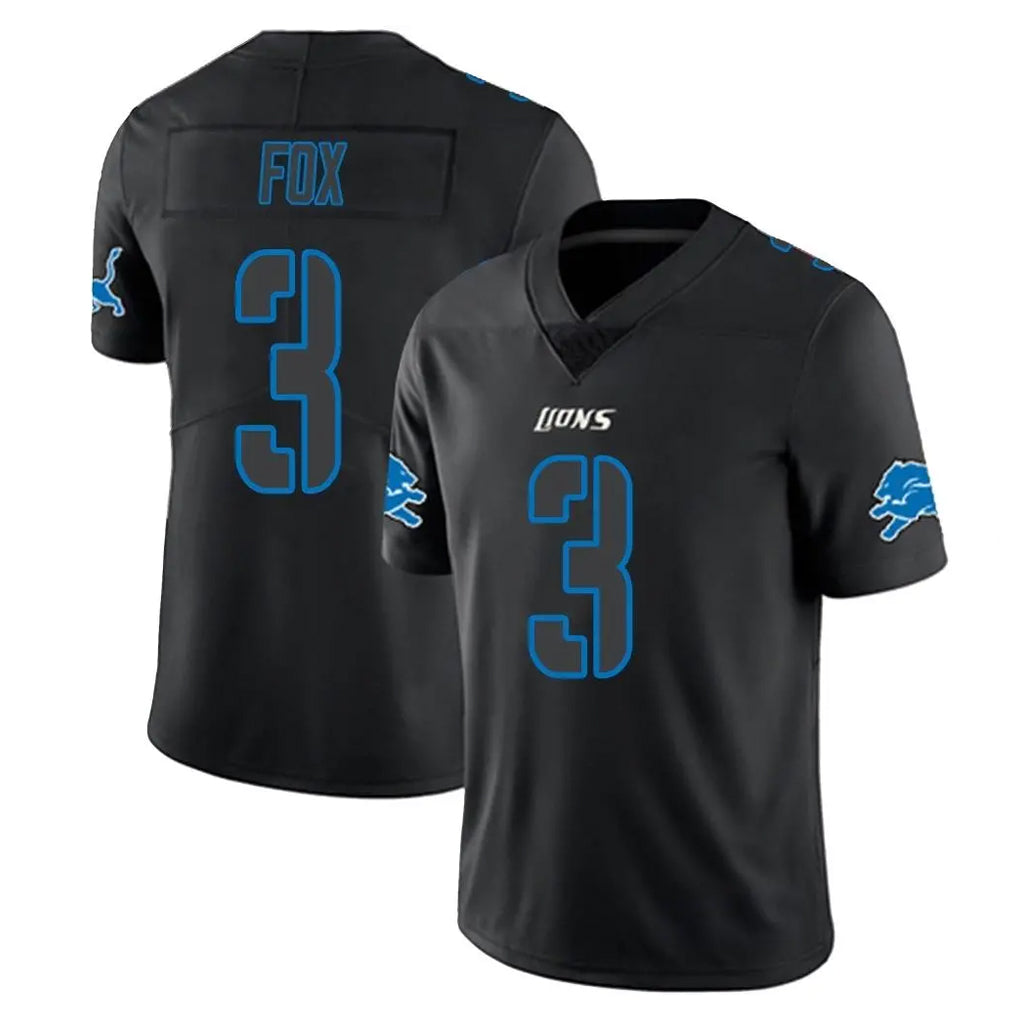 D.Lions #3 Jack Fox Player Black Impact Limited Home Game Ndoa Stitched Jerseys