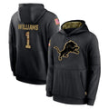 D.Lions #1 Jameson Williams Player Black Salute to Service Hoodies Limited Game Ndoa Stitched Jerseys