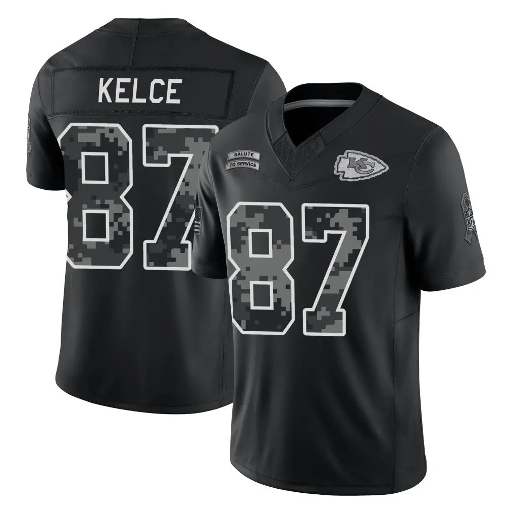 KC.Chiefs #87 Travis Kelce Player Black Limited 2026 Salute to Service Home Game Stitched Jerseys