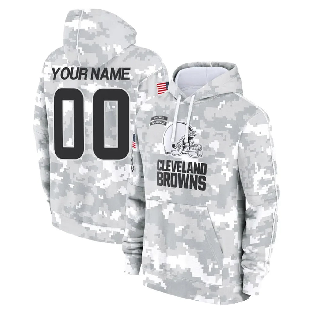 Custom C.Browns Arctic Camo Salute to Service Hoodies Limited Any Name & Numbers Ndoa Stitched Jerseys