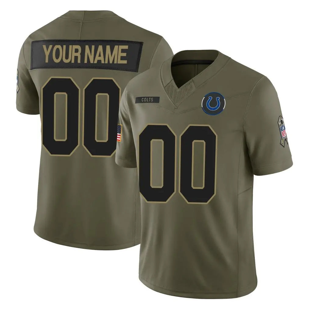 Custom IN.Colts Olive 2025 Salute To Service Limited Game Any Name & Numbers Ndoa Stitched Jerseys