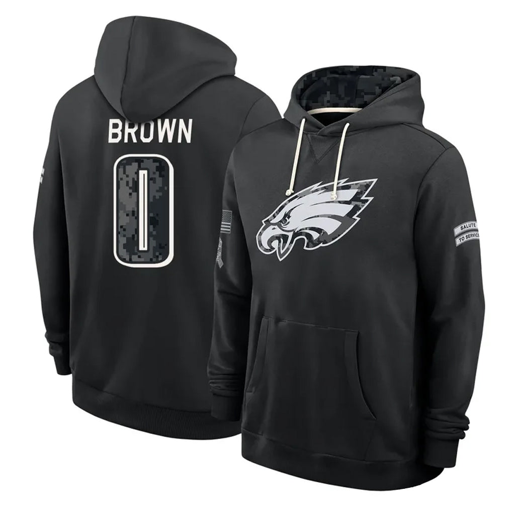 P.Eagles #0 Hollywood Brown Player 2026 Black Logo Pullover Hoodies Limited Game Ndoa Stitched Jerseys