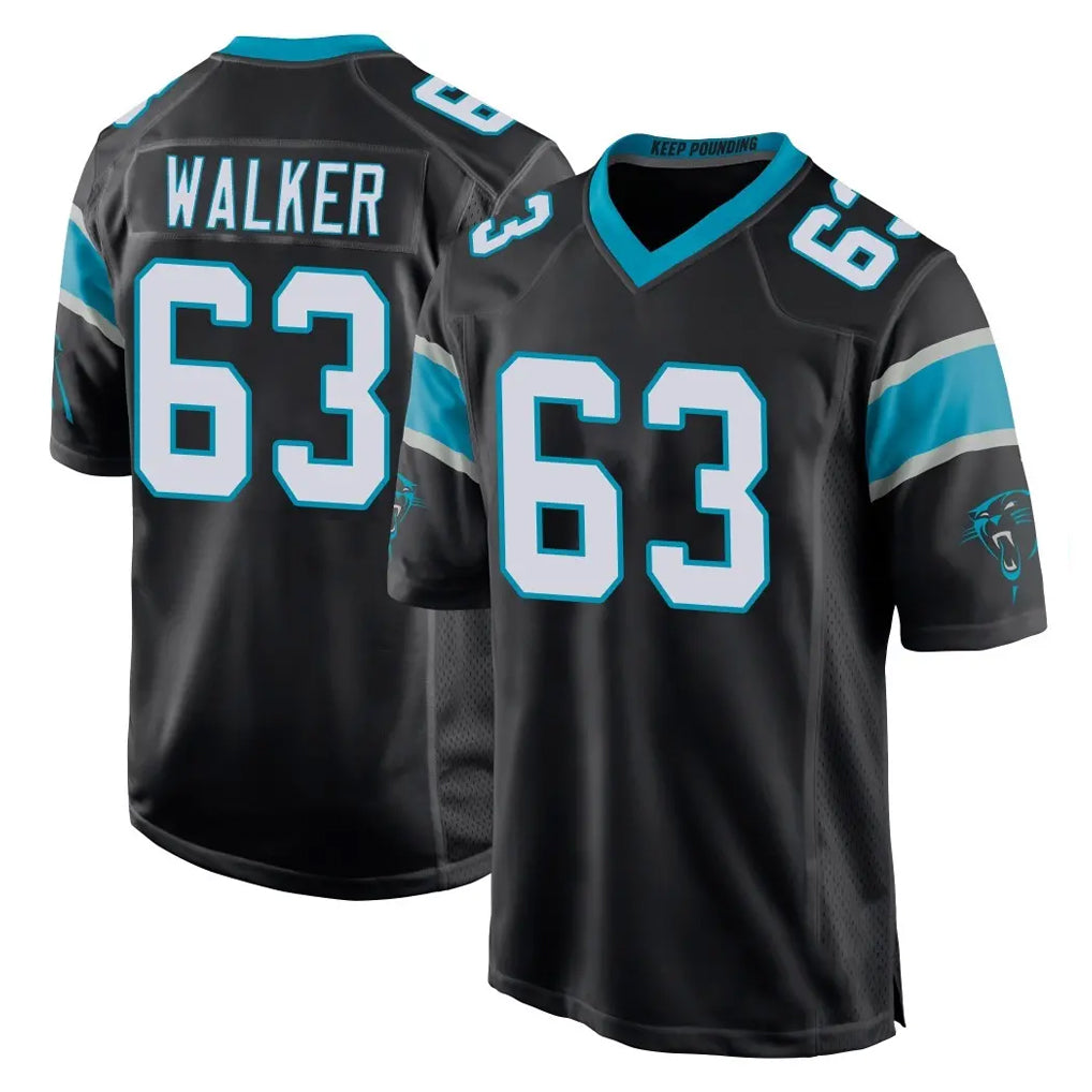 C.Panthers #63 Rasheed Walker Player Black Game Ndoa Stitched Jerseys