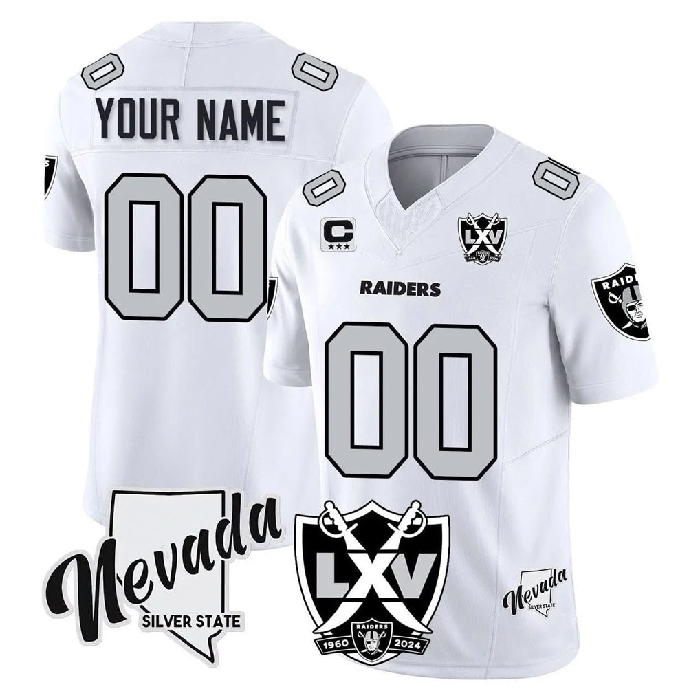 Custom LV.Raiders White 2026 Vapor Limited 65th Anniversary Home Game Any Name & Numbers Ndoa Stitched Jerseys
