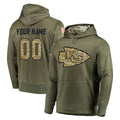 Custom KC.Chiefs Olive Salute to Service Pullover Hoodies Home Game Any Name & Numbers Ndoa Stitched Jerseys