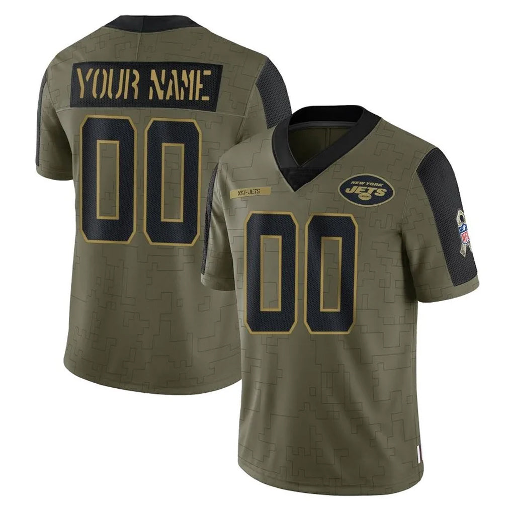 Custom NY.Jets Olive Salute To Service Limited Game Any Name & Numbers Ndoa Stitched Jerseys