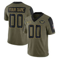 Custom NY.Jets Olive Salute To Service Limited Game Any Name & Numbers Ndoa Stitched Jerseys
