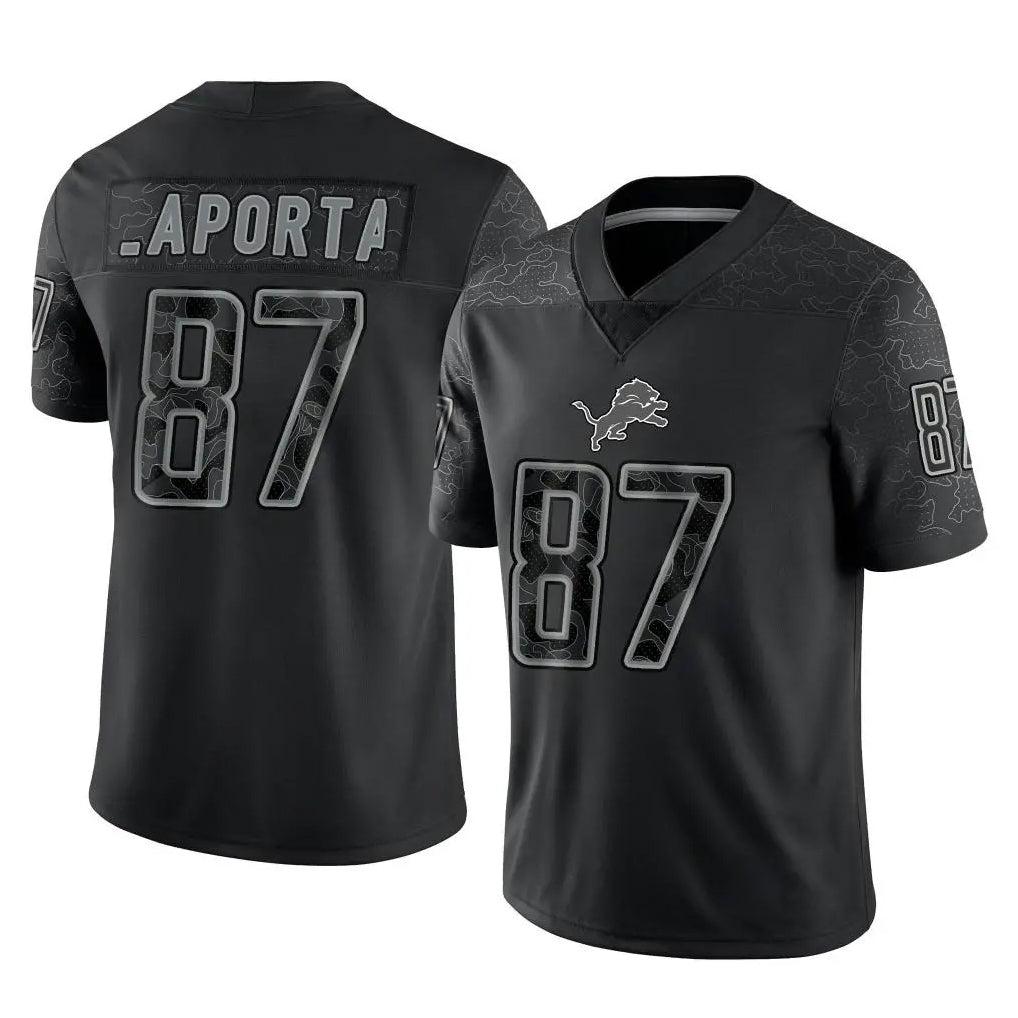 D.Lions #87 Sam LaPorta Player Black Reflective Limited Home Game Ndoa Stitched Jerseys