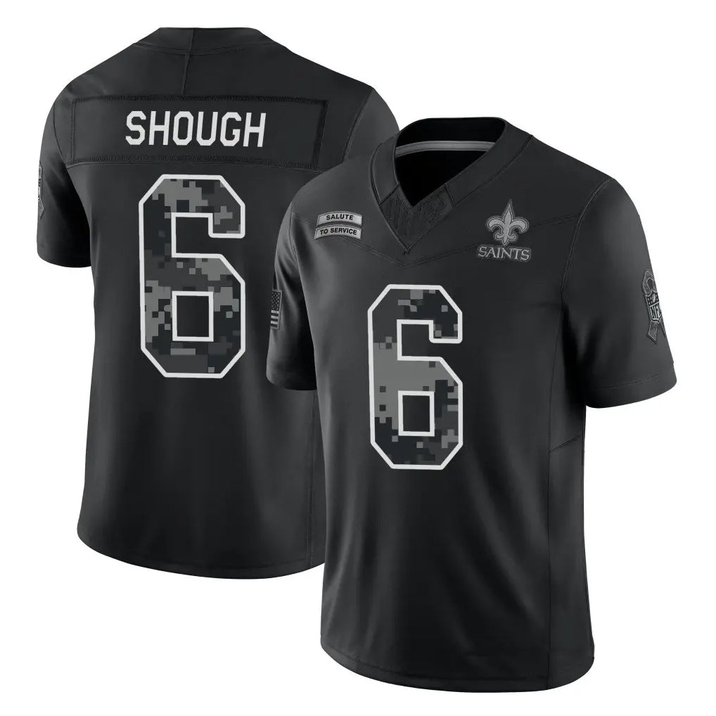 NO.Saints #6 Tyler Shough Player Black Limited 2026 Salute to Service Home Game Ndoa Stitched Jerseys