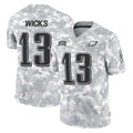 P.Eagles #13 Dontayvion Wicks Player Arctic Camo Salute to Service Limited Game Ndoa Stitched Jerseys