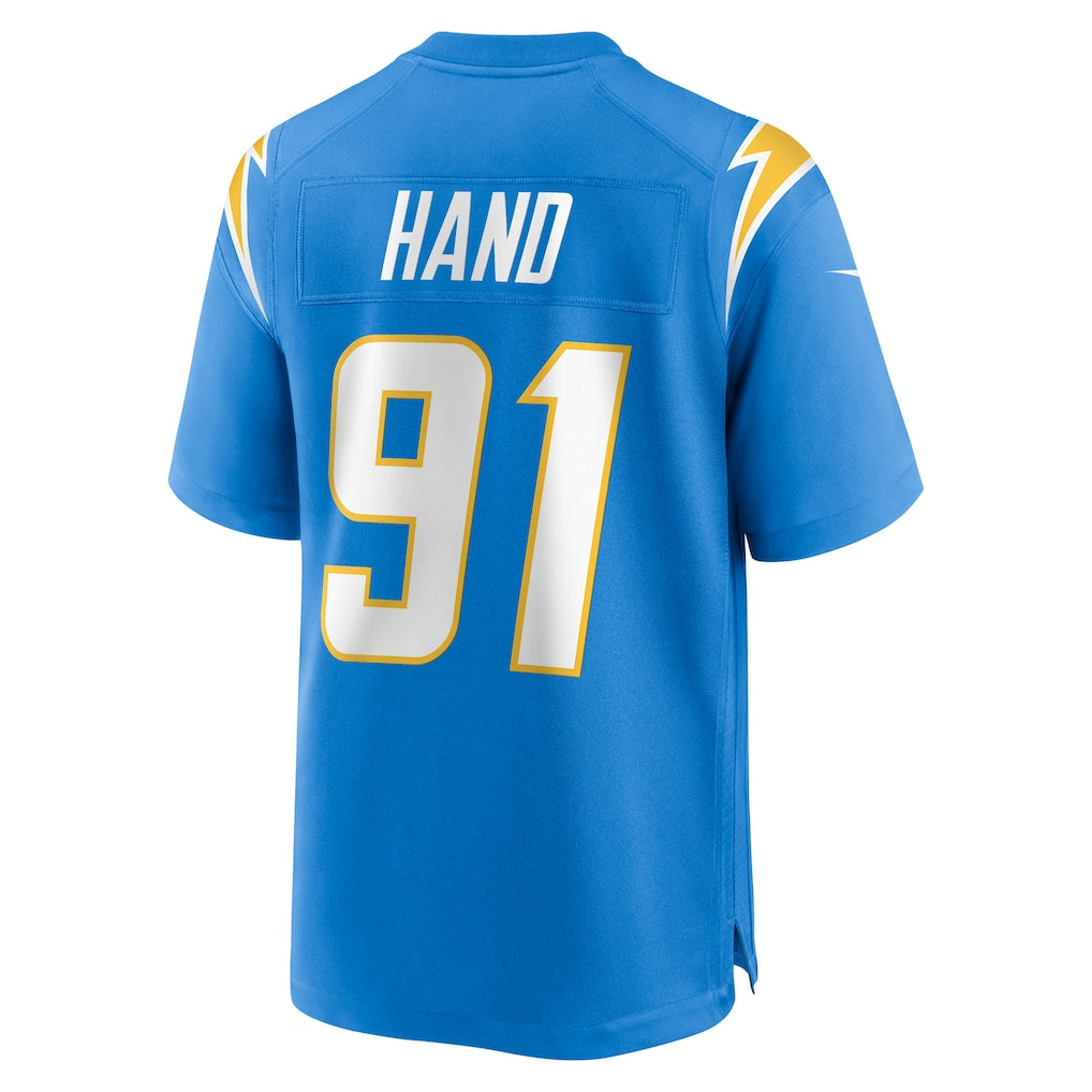 Ndoa LA.Chargers #91 Da'Shawn Hand Powder Blue Team Game Jersey