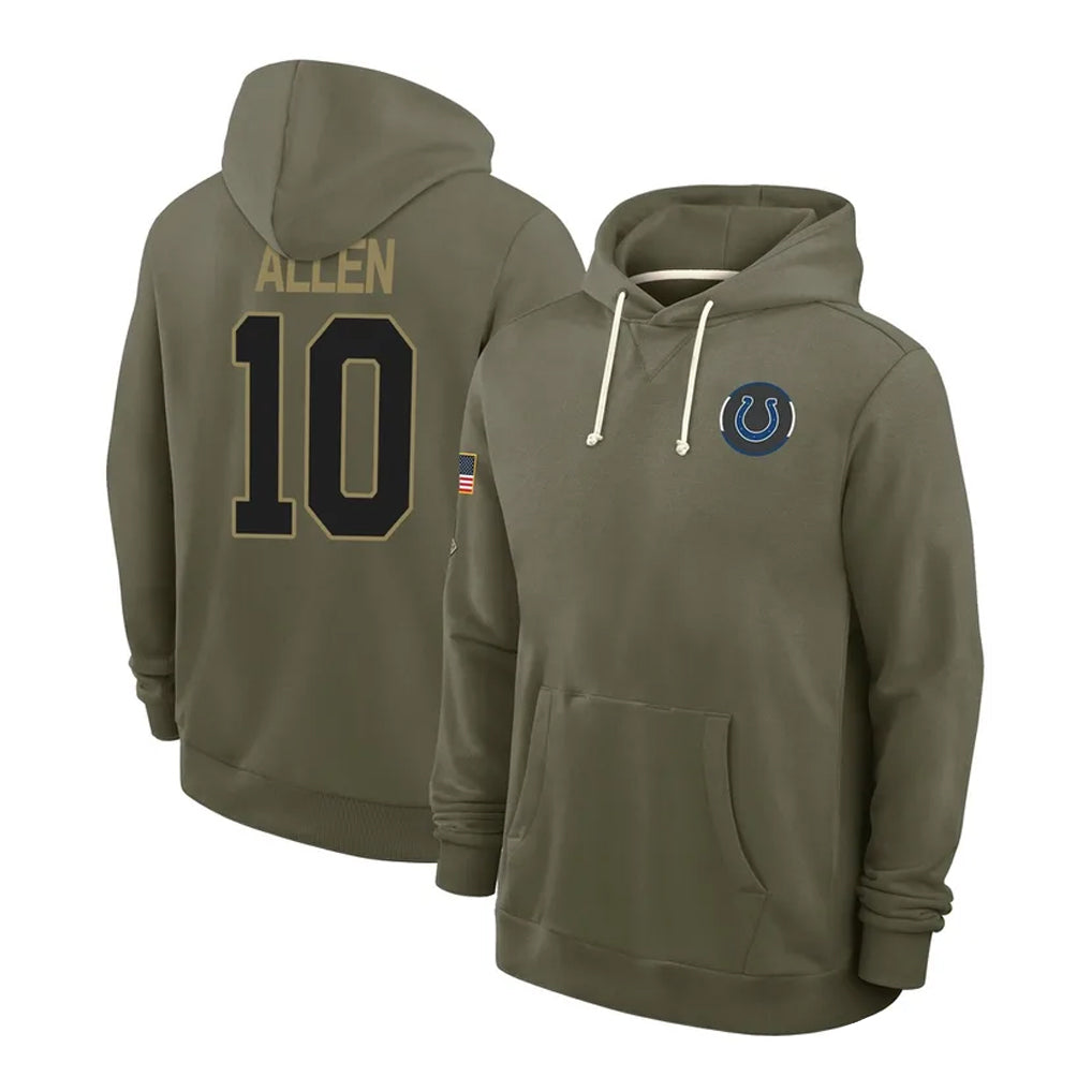 IN.Colts #10 Keenan Allen Player Olive Limited 2025 Salute To Service Hoodies Game Ndoa Stitched Jerseys