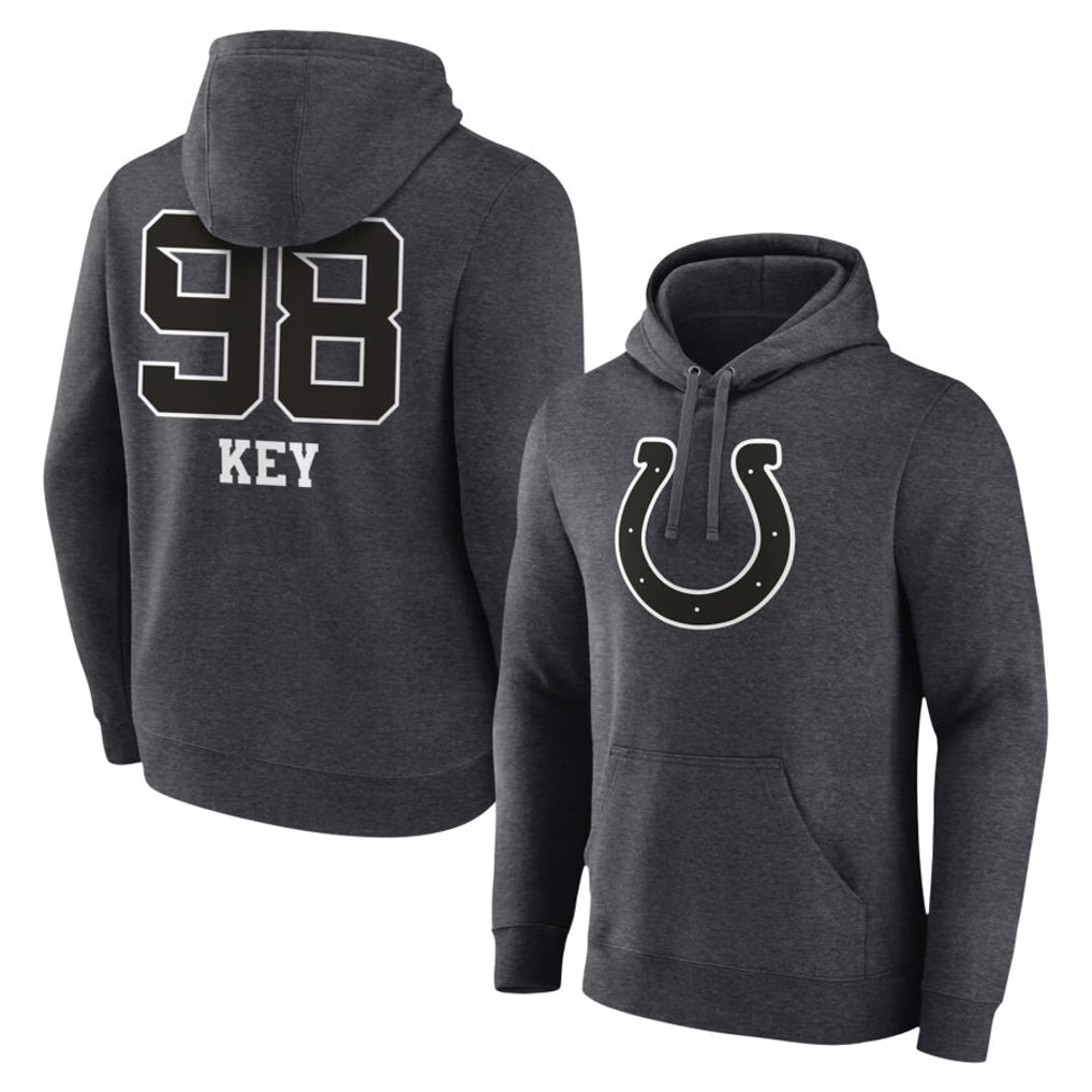 IN.Colts #98 Arden Key Player Charcoal Pullover Hoodies Limited Game Ndoa Stitched Jerseys
