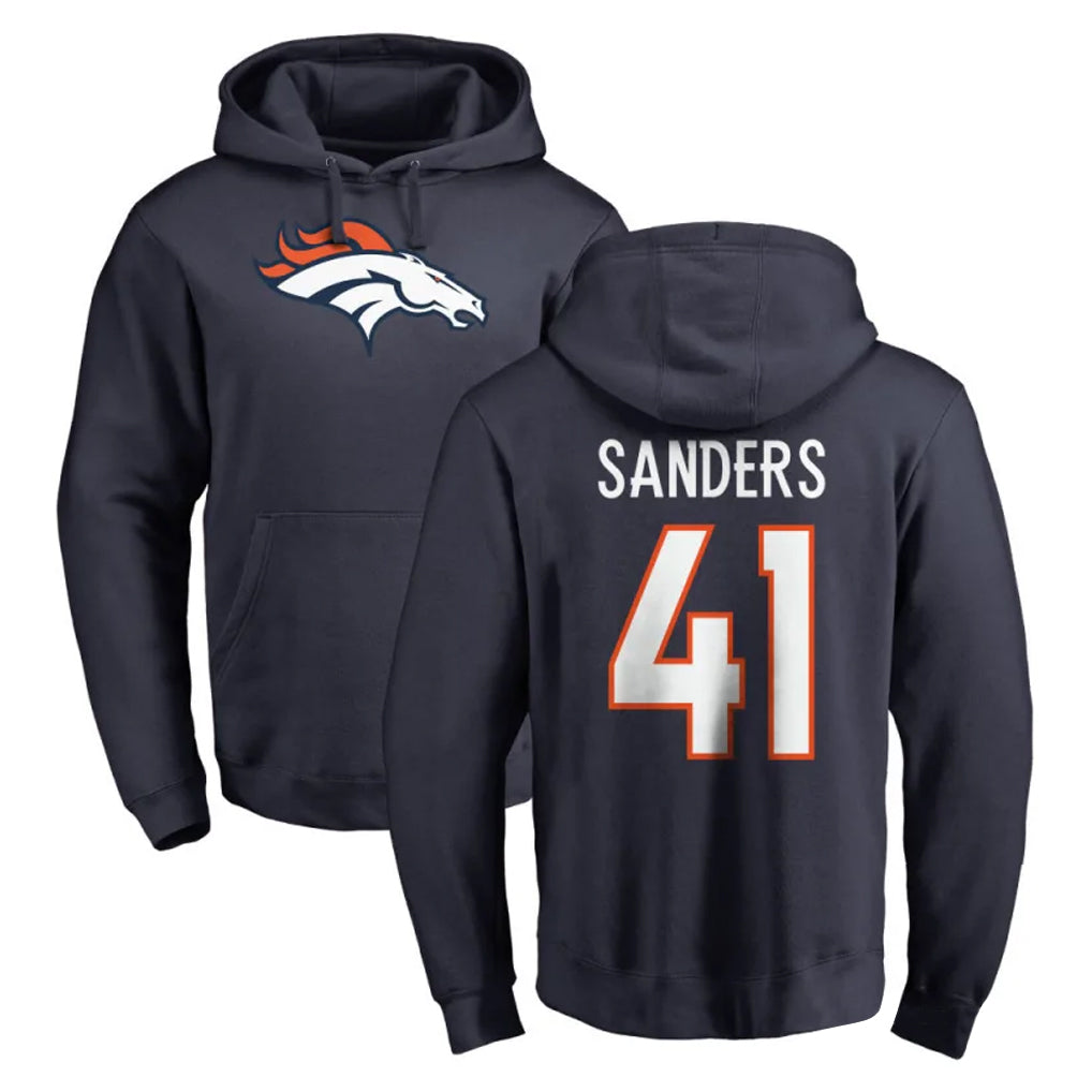 D.Broncos #41 Drew Sanders Player Navy Pullover Hoodie Limited Ndoa Stitched Jerseys