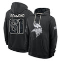 MN.Vikings #61 Jalen Redmond Player 2026 Black Logo Pullover Hoodies Limited Game Ndoa Stitched Jerseys