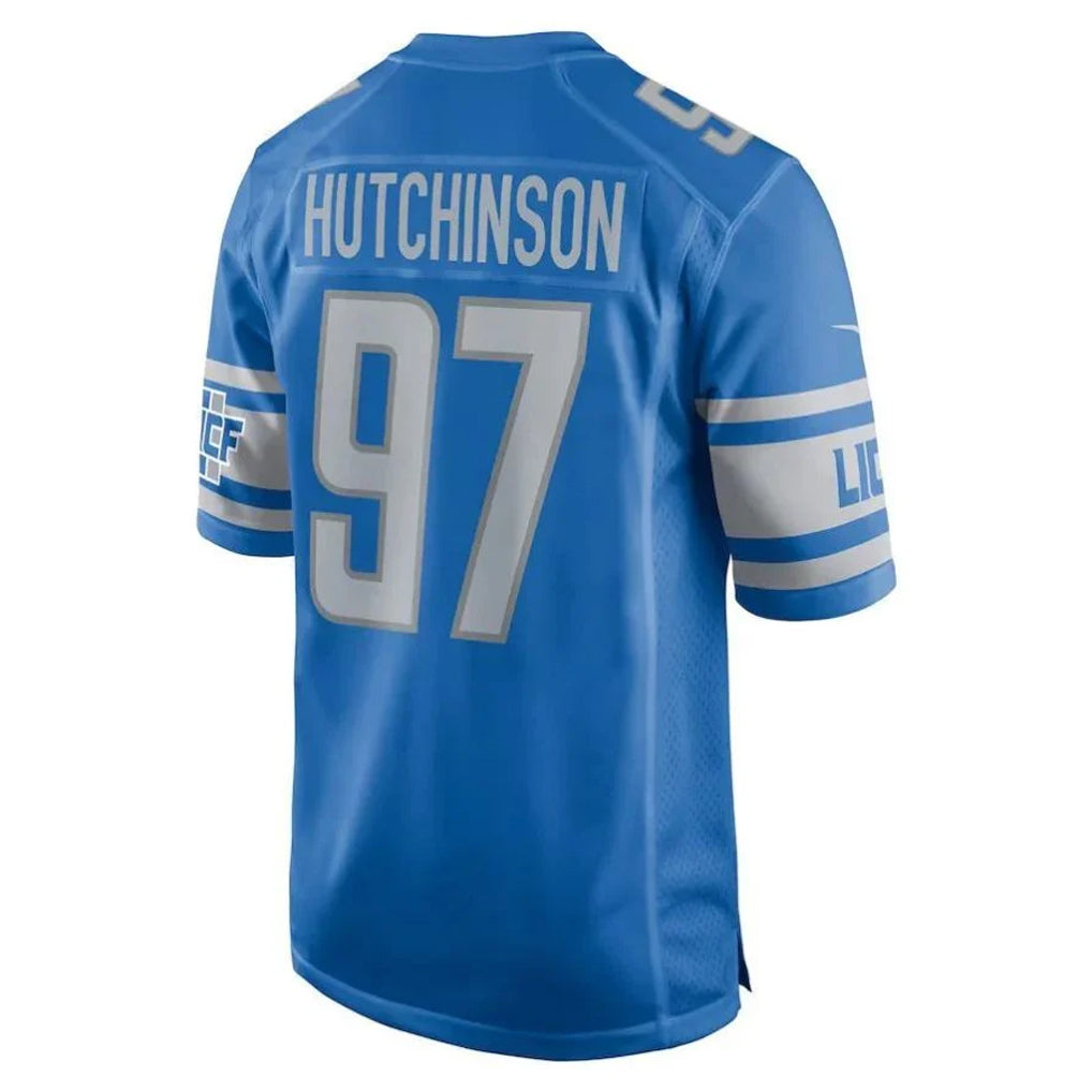 D.Lions #97 Aidan Hutchinson Player Blue Home Game Ndoa Stitched Jerseys