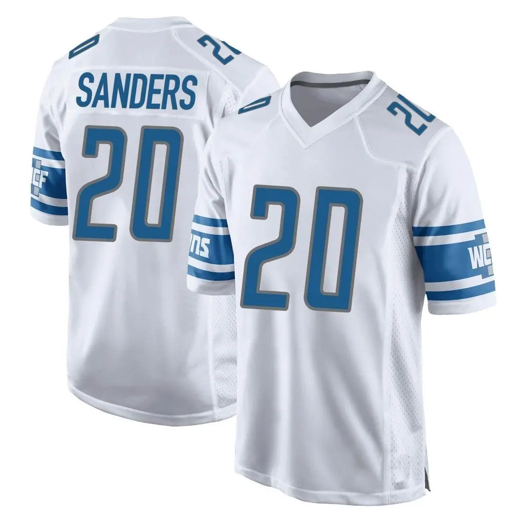 D.Lions #20 Barry Sanders Player White Home Game Ndoa Stitched Jerseys