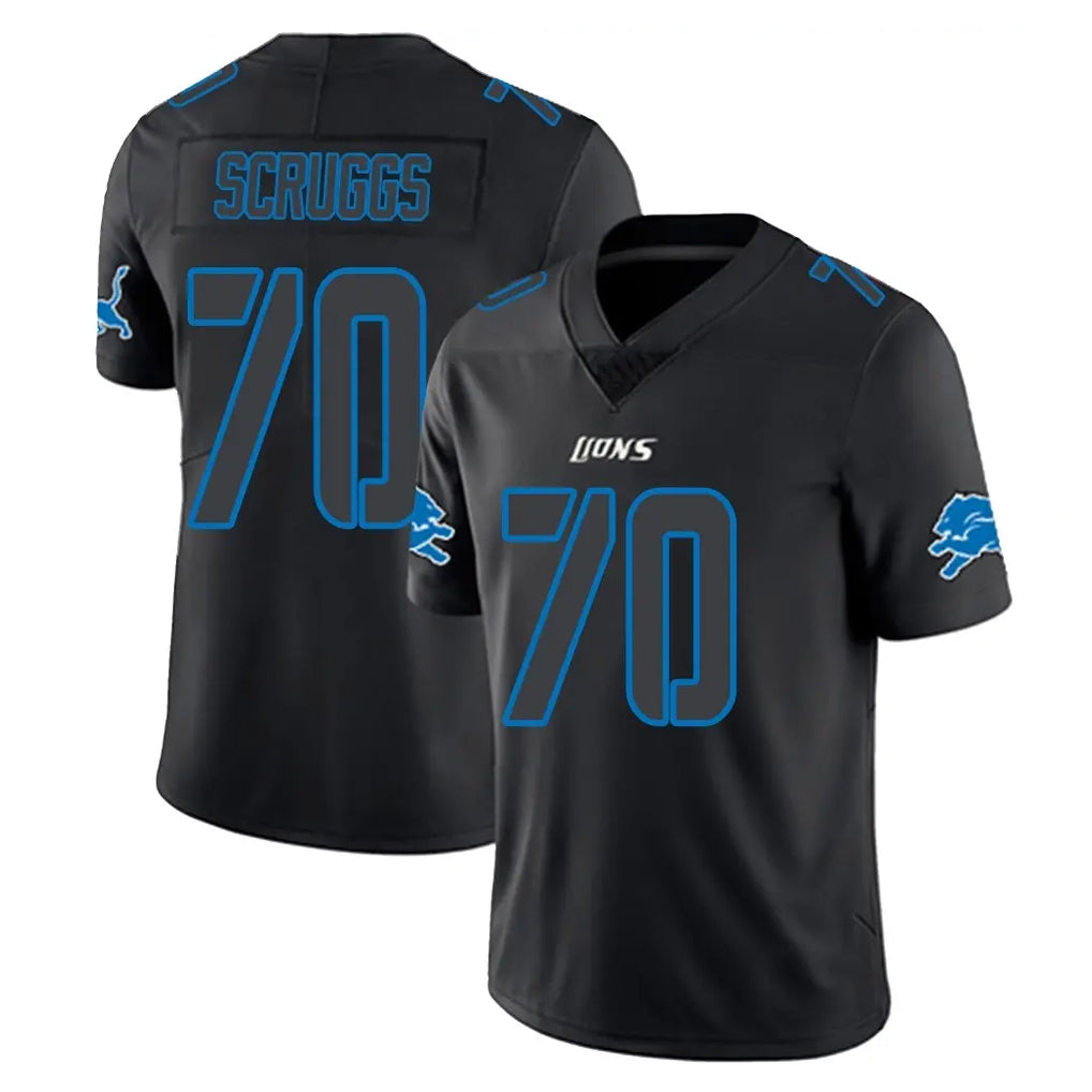 D.Lions #70 Juice Scruggs Player Black Impact Limited Home Game Ndoa Stitched Jerseys
