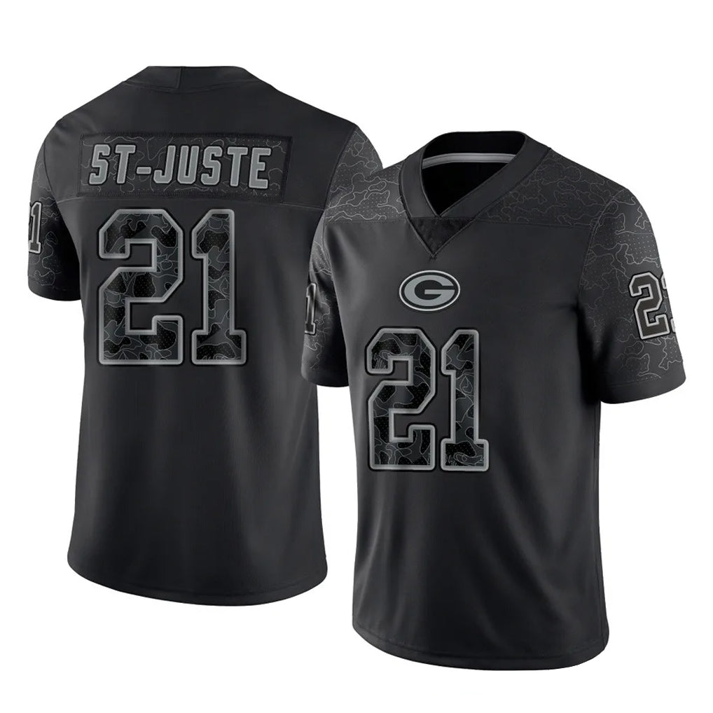 GB.Packers #21 Benjamin St-Juste Player Black Reflective Limited Home Game Ndoa Stitched Jerseys