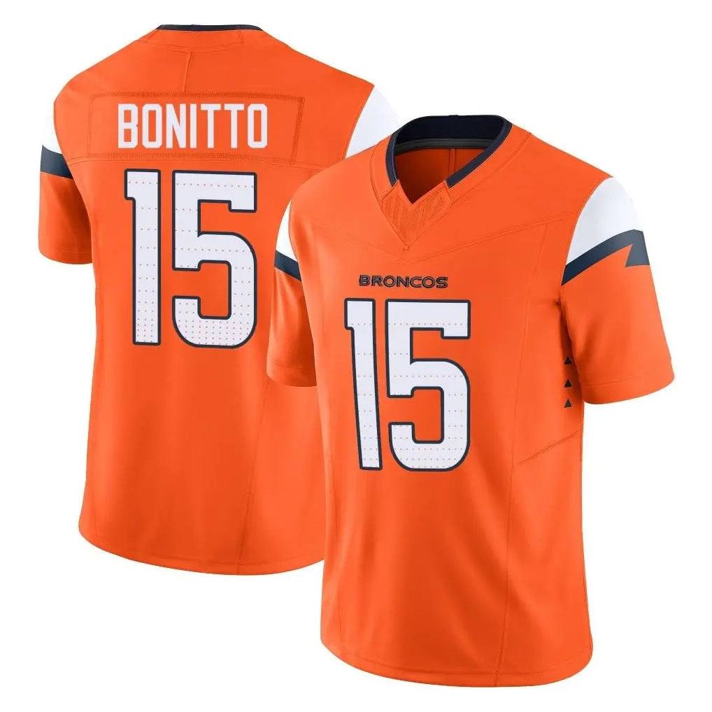 D.Broncos #15 Nik Bonitto Player Orange Vapor F.U.S.E. Limited Home Game Ndoa Stitched Jerseys