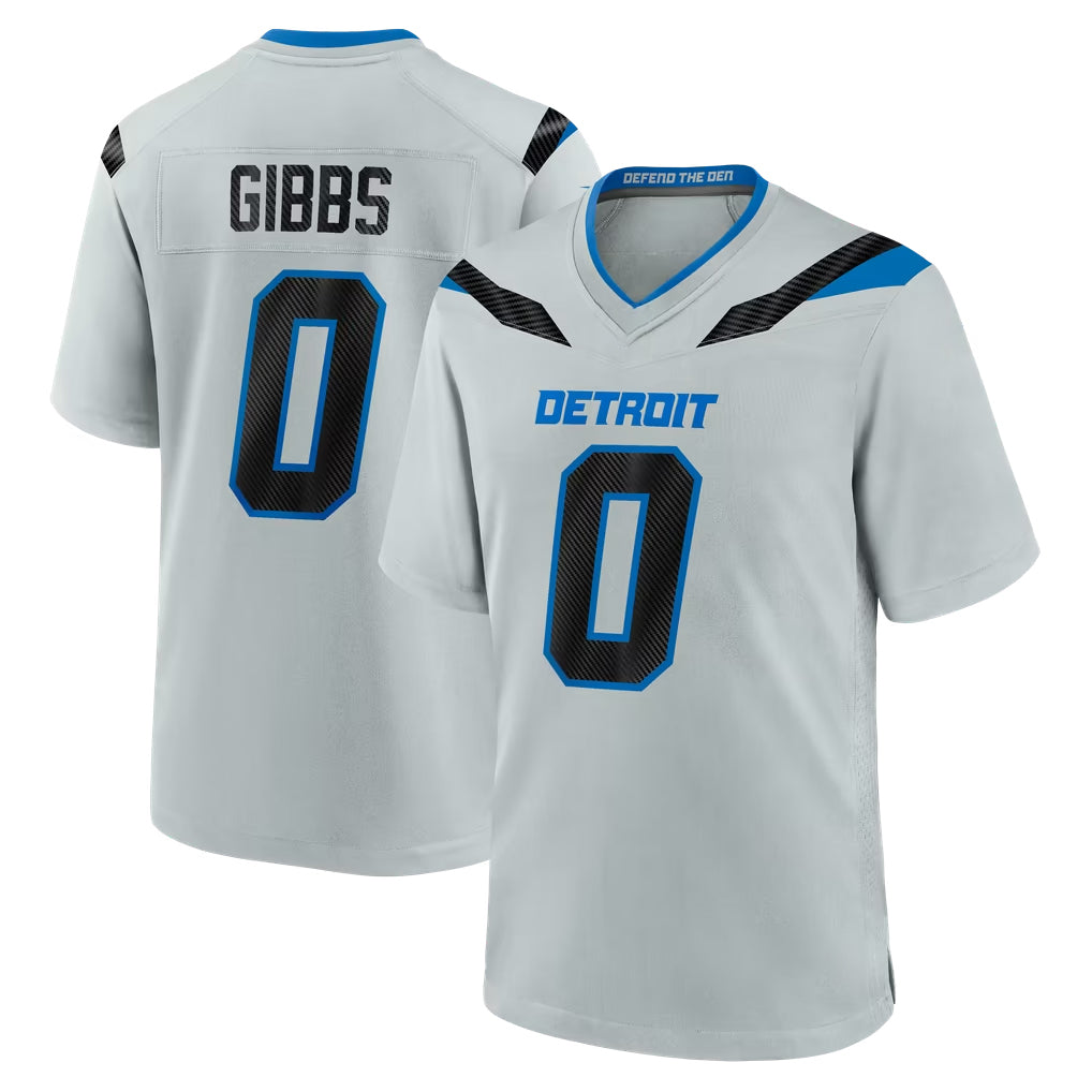 D.Lions #0 Jahmyr Gibbs Player Silver 2026 Rivalries Collection Home Game Ndoa Stitched Jerseys
