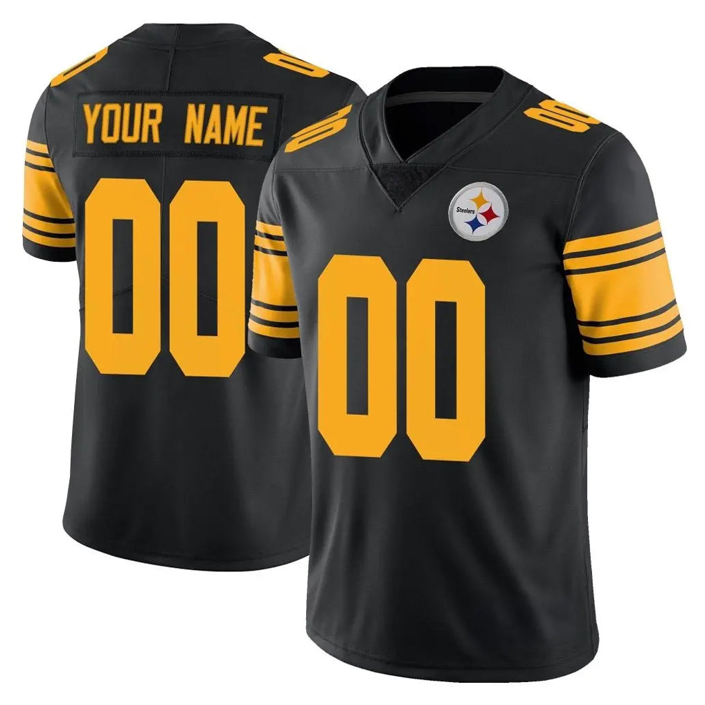 Custom P.Steelers Black Limited Color Rush Home Game Any Name & Numbers Ndoa Stitched Jerseys