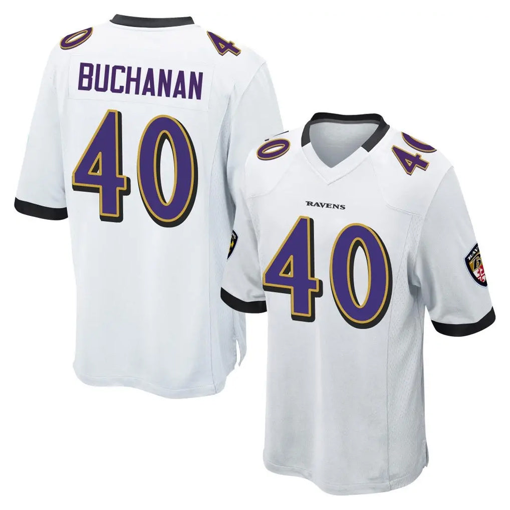B.Ravens #40 Teddye Buchanan Player White Home Game Ndoa Stitched Jerseys