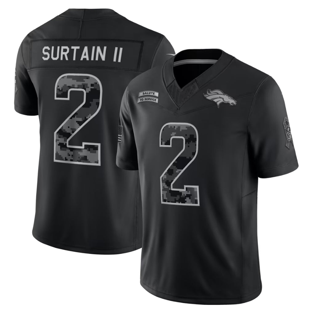 Ndoa D.Broncos #2 Patrick Surtain II Player Black Limited 2026 Salute to Service Home Game Stitched Jerseys