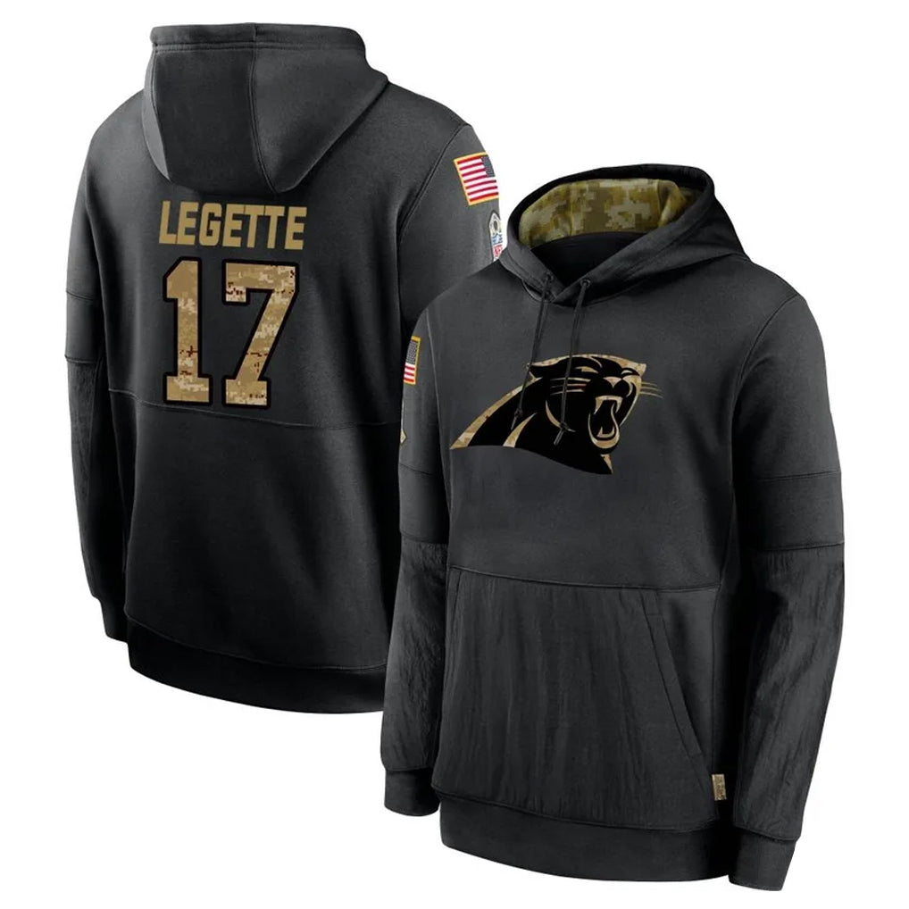 C.Panthers #17 Xavier Legette Player Black Salute to Service Pullover Hoodies Limited Game Ndoa Stitched Jerseys