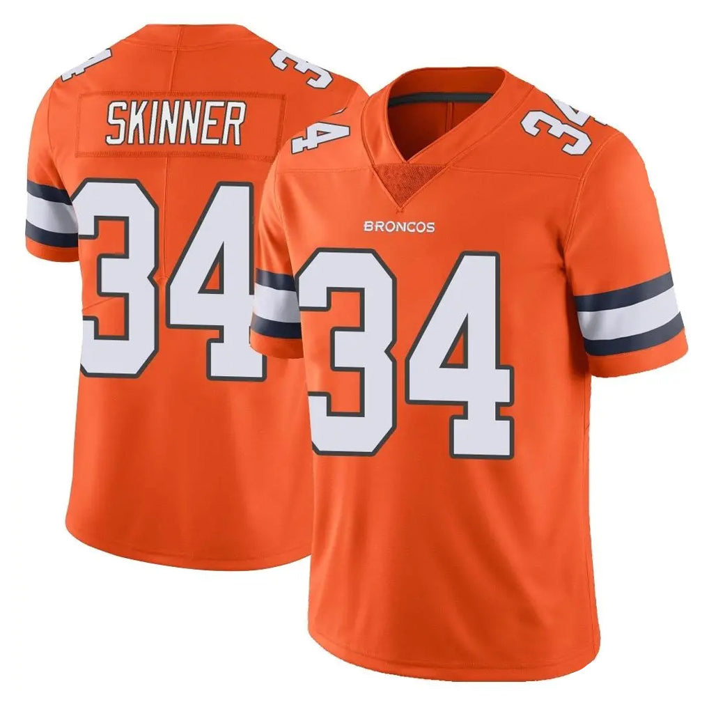 D.Broncos #34 JL Skinner Player Orange Vapor Untouchable Limited Home Game Ndoa Stitched Jerseys