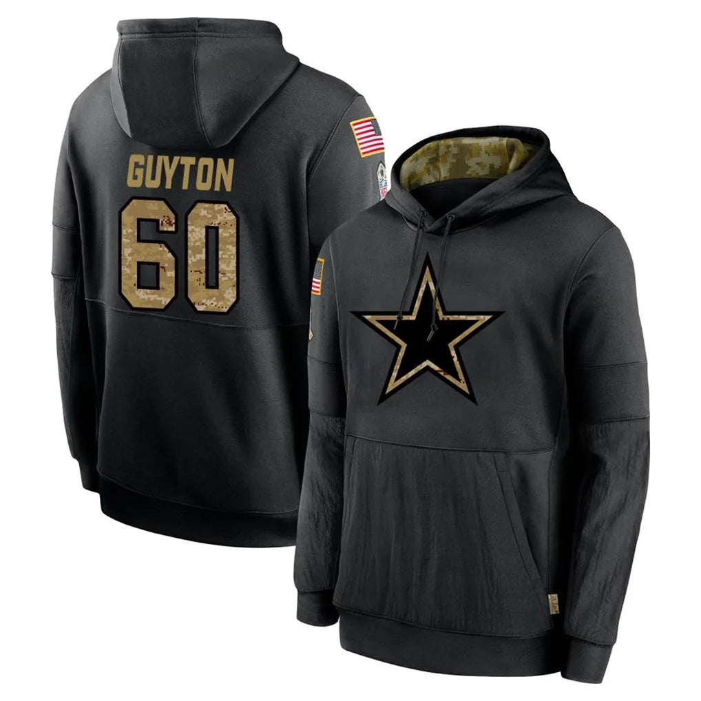 D.Cowboys #60 Tyler Guyton Player Black Salute to Service Pullover Hoodies Limited Ndoa Stitched Jerseys