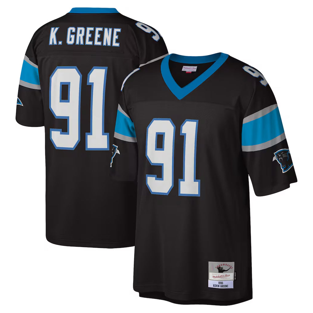 C.Panthers #91 Kevin Greene Player Black Mitchell & Ness Legacy Replica Ndoa Stitched Jerseys
